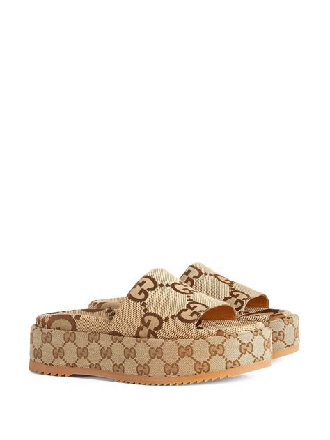 gucci camel and ebony maxi gg canvas|Gucci Angelina Platform 55mm Sandal Camel Canvas.